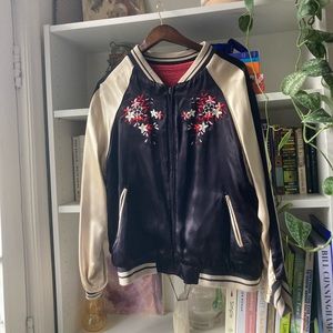 Reversible Embroidered Silk Bomber Jacket